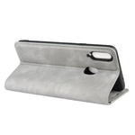 Per Galaxy A20s Custodia in pelle con ventosa magnetica da lavoro retro-pelle con supporto, slot per carte e portafoglio, For Galaxy A20s