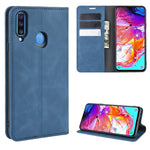 Per Galaxy A20s Custodia in pelle con ventosa magnetica da lavoro retro-pelle con supporto, slot per carte e portafoglio, For Galaxy A20s