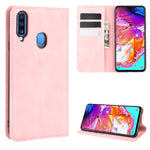 Per Galaxy A20s Custodia in pelle con ventosa magnetica da lavoro retro-pelle con supporto, slot per carte e portafoglio, For Galaxy A20s