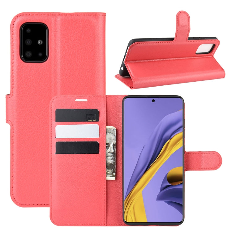 Per Galaxy A51 Litchi Texture Custodia protettiva a vibrazione orizzontale con supporto e slot per schede e portafoglio, For Galaxy A51 (4G)