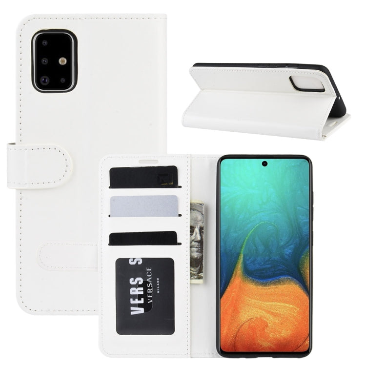 Per Galaxy A71 R64 Texture Custodia protettiva a vibrazione singola orizzontale con supporto e slot per schede e portafoglio e cornice per foto, For Samsung Galaxy A71