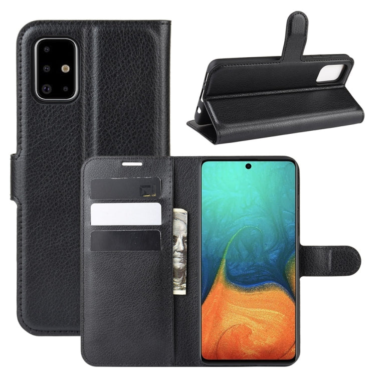 Per Galaxy A71 Litchi Texture Custodia protettiva a vibrazione orizzontale con supporto e slot per schede e portafoglio, For Galaxy A71