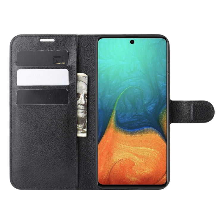 Per Galaxy A71 Litchi Texture Custodia protettiva a vibrazione orizzontale con supporto e slot per schede e portafoglio, For Galaxy A71