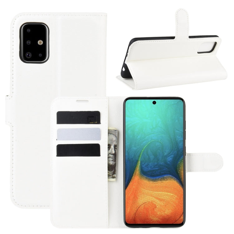 Per Galaxy A71 Litchi Texture Custodia protettiva a vibrazione orizzontale con supporto e slot per schede e portafoglio, For Galaxy A71