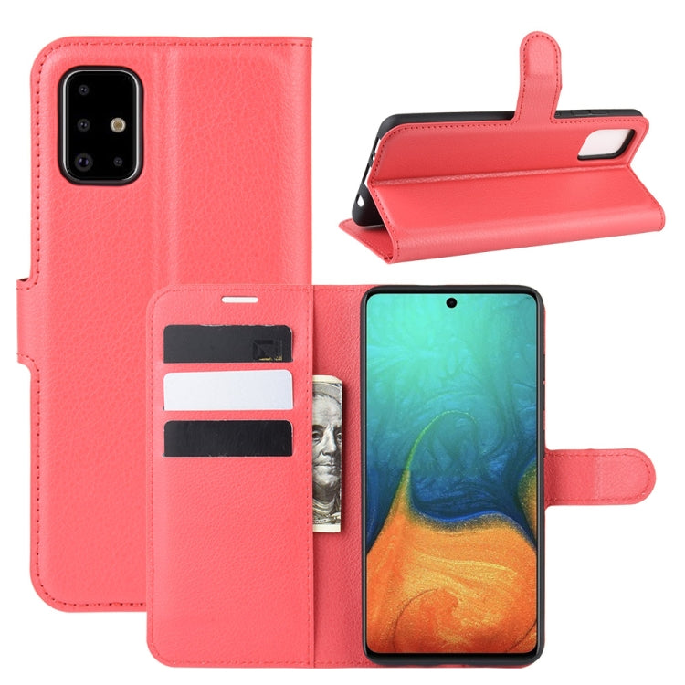 Per Galaxy A71 Litchi Texture Custodia protettiva a vibrazione orizzontale con supporto e slot per schede e portafoglio, For Galaxy A71