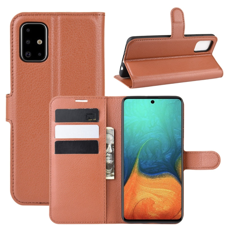 Per Galaxy A71 Litchi Texture Custodia protettiva a vibrazione orizzontale con supporto e slot per schede e portafoglio, For Galaxy A71