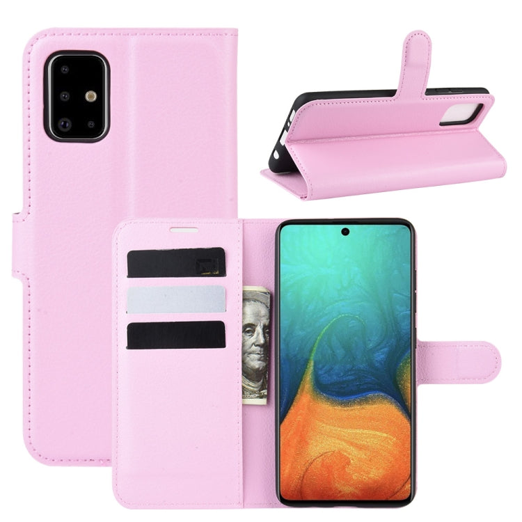 Per Galaxy A71 Litchi Texture Custodia protettiva a vibrazione orizzontale con supporto e slot per schede e portafoglio, For Galaxy A71