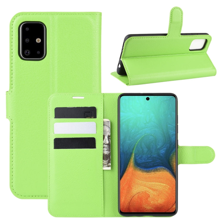Per Galaxy A71 Litchi Texture Custodia protettiva a vibrazione orizzontale con supporto e slot per schede e portafoglio, For Galaxy A71