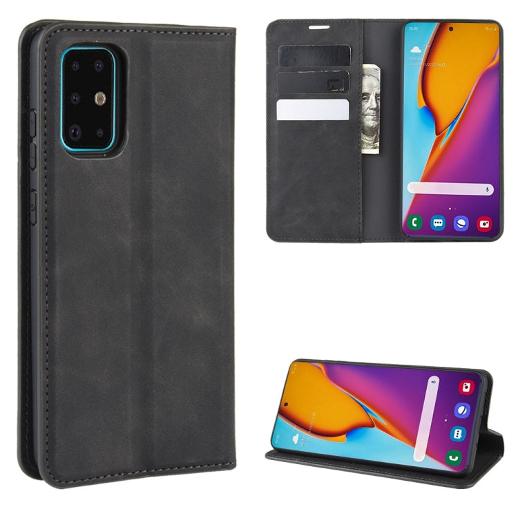 Per Galaxy S11 Custodia in pelle con ventosa magnetica per affari retro-pelle con supporto, slot per carte e portafoglio, For Samsung Galaxy S20+