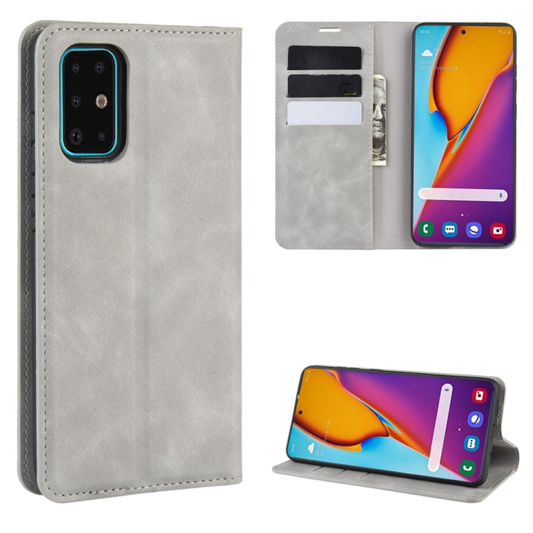 Per Galaxy S11 Custodia in pelle con ventosa magnetica per affari retro-pelle con supporto, slot per carte e portafoglio, For Samsung Galaxy S20+