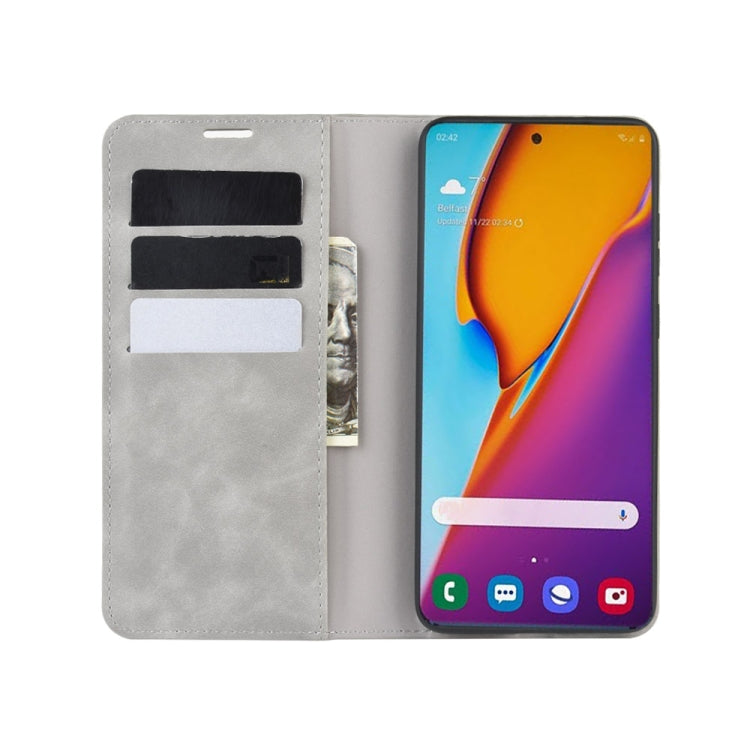 Per Galaxy S11 Custodia in pelle con ventosa magnetica per affari retro-pelle con supporto, slot per carte e portafoglio, For Samsung Galaxy S20+