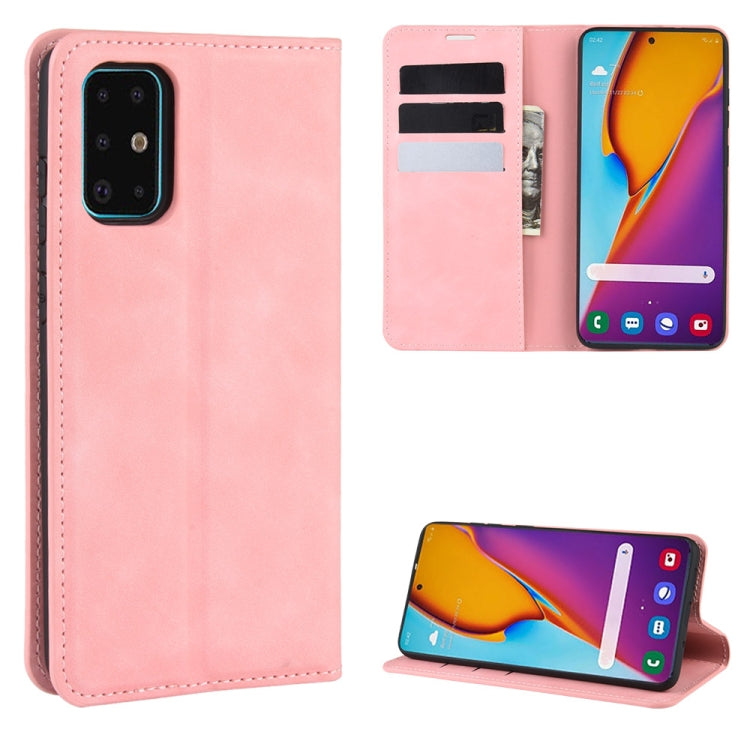 Per Galaxy S11 Custodia in pelle con ventosa magnetica per affari retro-pelle con supporto, slot per carte e portafoglio, For Samsung Galaxy S20+
