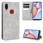 Per Galaxy A10s Custodia in pelle con ventosa magnetica per affari retro-pelle con supporto, slot per carte e portafoglio, For Galaxy A10s