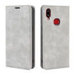 Per Galaxy A10s Custodia in pelle con ventosa magnetica per affari retro-pelle con supporto, slot per carte e portafoglio, For Galaxy A10s