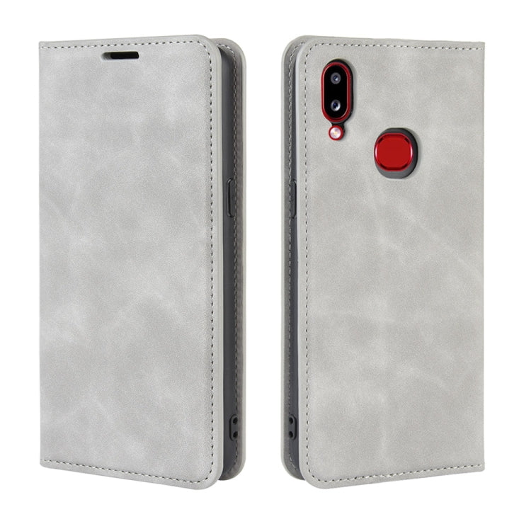 Per Galaxy A10s Custodia in pelle con ventosa magnetica per affari retro-pelle con supporto, slot per carte e portafoglio, For Galaxy A10s