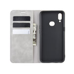 Per Galaxy A10s Custodia in pelle con ventosa magnetica per affari retro-pelle con supporto, slot per carte e portafoglio, For Galaxy A10s
