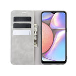 Per Galaxy A10s Custodia in pelle con ventosa magnetica per affari retro-pelle con supporto, slot per carte e portafoglio, For Galaxy A10s