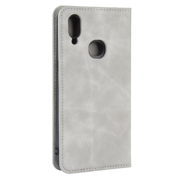 Per Galaxy A10s Custodia in pelle con ventosa magnetica per affari retro-pelle con supporto, slot per carte e portafoglio, For Galaxy A10s