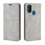 Per Galaxy M30s Custodia in pelle con ventosa magnetica da lavoro retro-skin con supporto, slot per carte e portafoglio, For Galaxy M30s