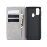 Per Galaxy M30s Custodia in pelle con ventosa magnetica da lavoro retro-skin con supporto, slot per carte e portafoglio, For Galaxy M30s