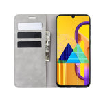 Per Galaxy M30s Custodia in pelle con ventosa magnetica da lavoro retro-skin con supporto, slot per carte e portafoglio, For Galaxy M30s