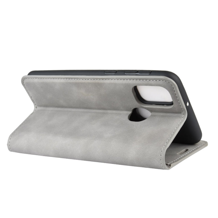 Per Galaxy M30s Custodia in pelle con ventosa magnetica da lavoro retro-skin con supporto, slot per carte e portafoglio, For Galaxy M30s