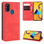 Per Galaxy M30s Custodia in pelle con ventosa magnetica da lavoro retro-skin con supporto, slot per carte e portafoglio, For Galaxy M30s