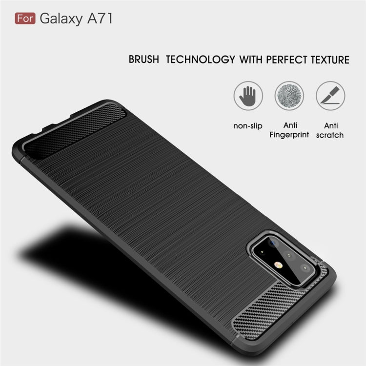 Custodia in TPU in fibra di carbonio con trama spazzolata per Galaxy A71