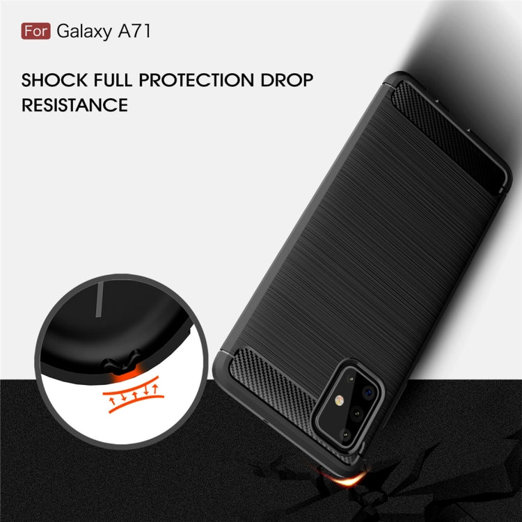 Custodia in TPU in fibra di carbonio con trama spazzolata per Galaxy A71