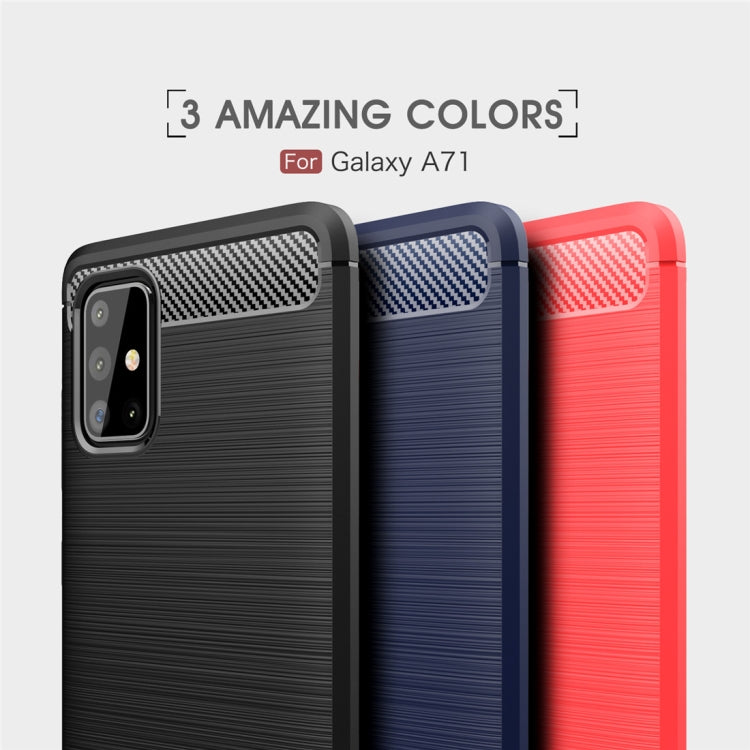 Custodia in TPU in fibra di carbonio con trama spazzolata per Galaxy A71