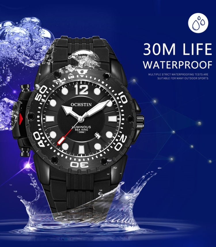 OCHSTIN 6124 Orologio da uomo impermeabile con luce notturna Orologio sportivo al quarzo Orologio in silicone