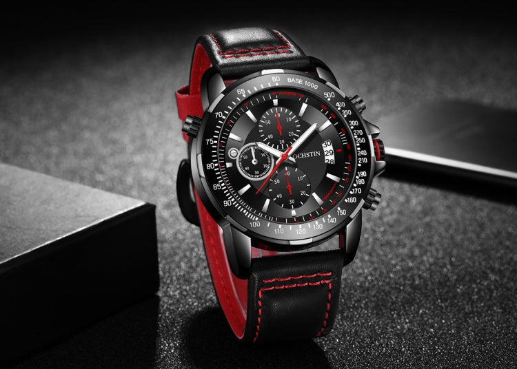 OCHSTIN 6125B orologio orologio al quarzo luce notturna orologio impermeabile cronometraggio orologio da uomo alla moda in pelle multifunzione