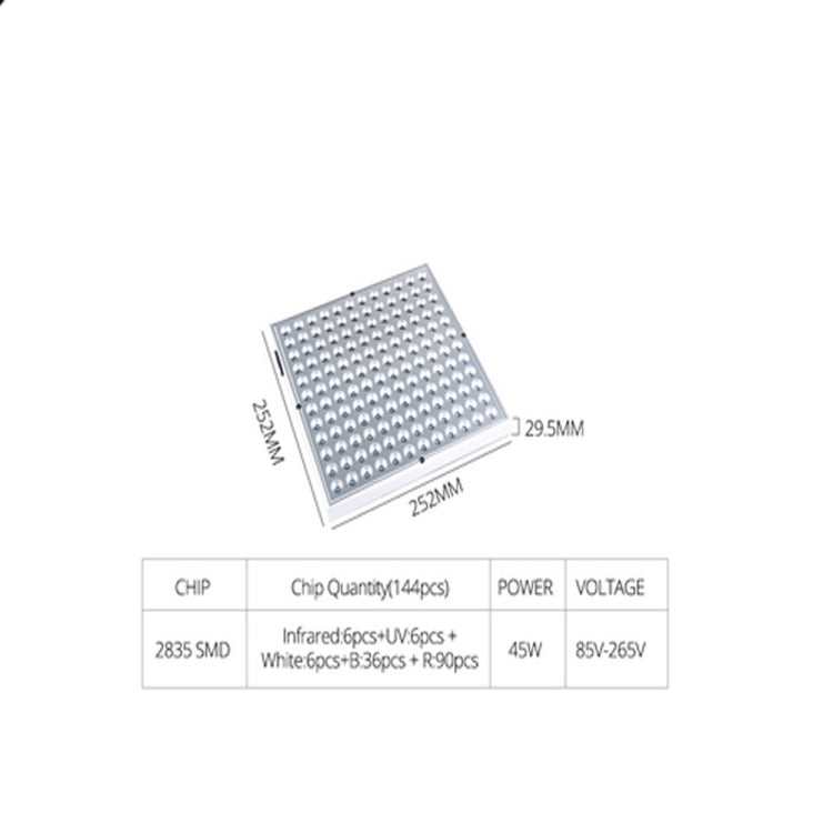 45W 144LED Illuminazione a spettro completo per piante Fitolampy per piante Fiori Piantina Coltivazione Lampade a LED Coltiva la luce AC85-265V, US, EU, AU, UK