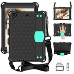 Design a nido d'ape EVA + PC Guscio protettivo piatto anticaduta a quattro angoli con cinghie, For iPad 9.7 2017/2018
