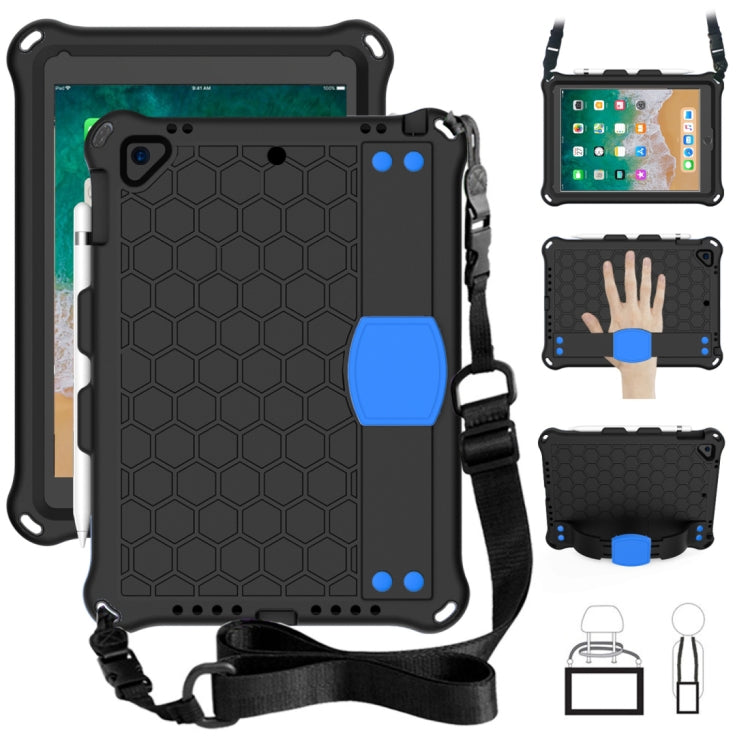 Design a nido d'ape EVA + PC Guscio protettivo piatto anticaduta a quattro angoli con cinghie, For iPad 9.7 2017/2018