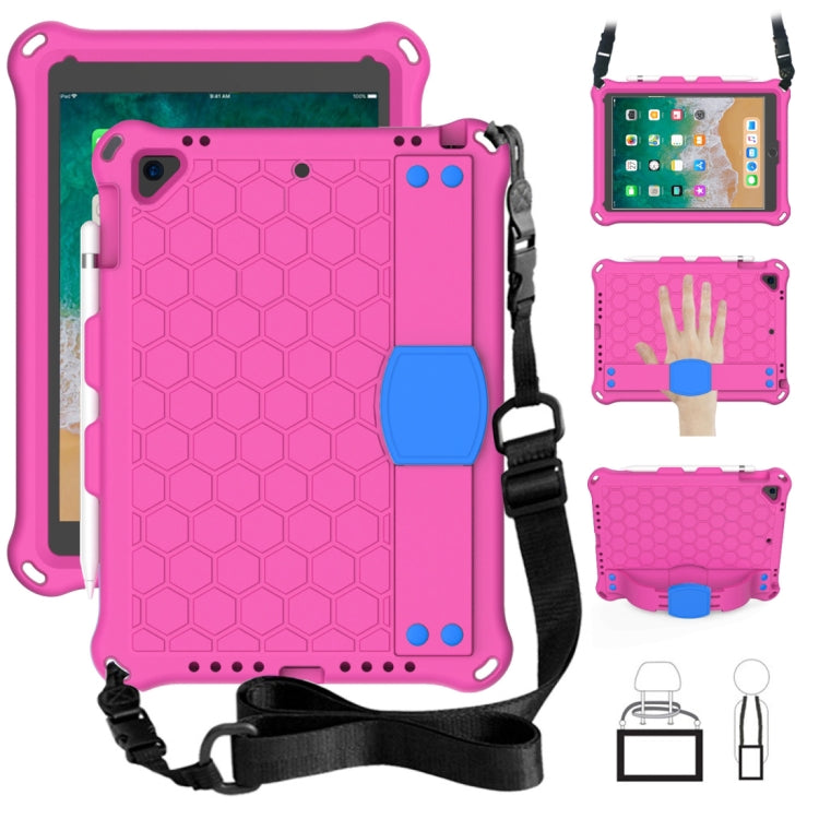 Design a nido d'ape EVA + PC Guscio protettivo piatto anticaduta a quattro angoli con cinghie, For iPad 9.7 2017/2018