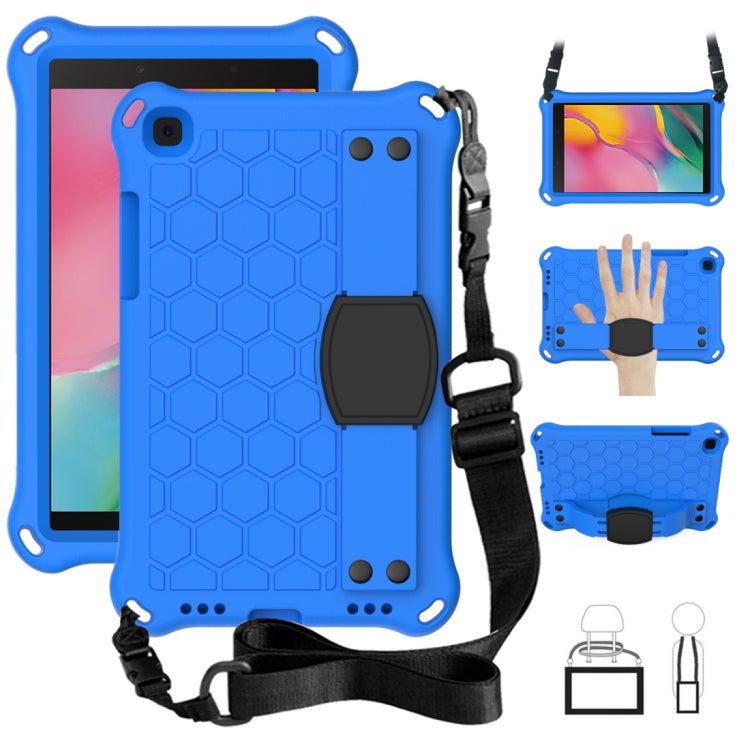Per Galaxy Tab A8.0 T290 / T295（2019） Design a nido d'ape EVA + PC Guscio protettivo piatto anticaduta a quattro angoli con cinturini, For Galaxy Tab A8.0 (2019) T290/T295