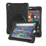 Per Amazon fire 7 (2017) (2019) PC con rotazione a 360 gradi + custodia protettiva in silicone con supporto e cinturino