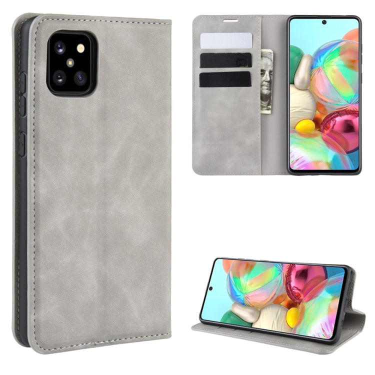 Per Galaxy A81 / M60S / Note 10 Lite Custodia in pelle con ventosa magnetica per affari retro-pelle con supporto e slot per schede e portafoglio, For Galaxy A81