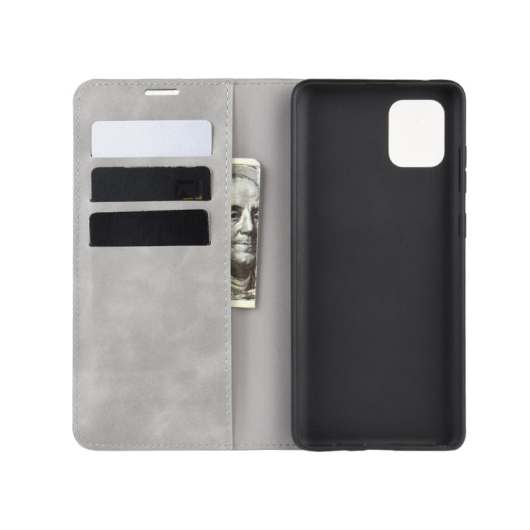 Per Galaxy A81 / M60S / Note 10 Lite Custodia in pelle con ventosa magnetica per affari retro-pelle con supporto e slot per schede e portafoglio, For Galaxy A81