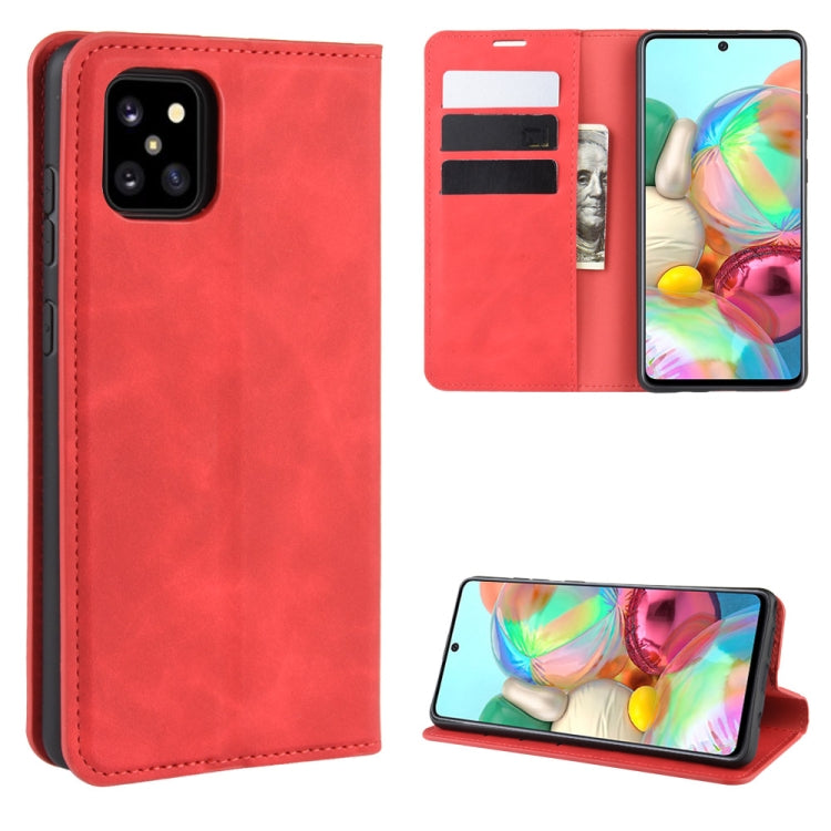 Per Galaxy A81 / M60S / Note 10 Lite Custodia in pelle con ventosa magnetica per affari retro-pelle con supporto e slot per schede e portafoglio, For Galaxy A81