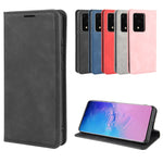 Per Galaxy S11 Plus Custodia in pelle con ventosa magnetica da lavoro retro-pelle con supporto, slot per carte e portafoglio, For Samsung Galaxy S20 Ultra