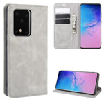 Per Galaxy S11 Plus Custodia in pelle con ventosa magnetica da lavoro retro-pelle con supporto, slot per carte e portafoglio, For Samsung Galaxy S20 Ultra