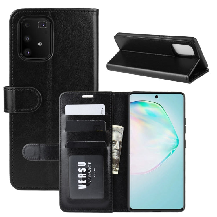 Per Galaxy A91 / M80S / S10 Lite R64 Texture Custodia protettiva a vibrazione singola orizzontale con supporto e slot per schede e portafogli e cornice per foto