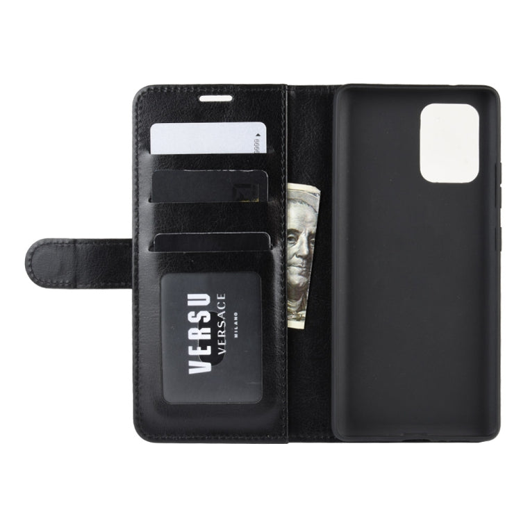 Per Galaxy A91 / M80S / S10 Lite R64 Texture Custodia protettiva a vibrazione singola orizzontale con supporto e slot per schede e portafogli e cornice per foto