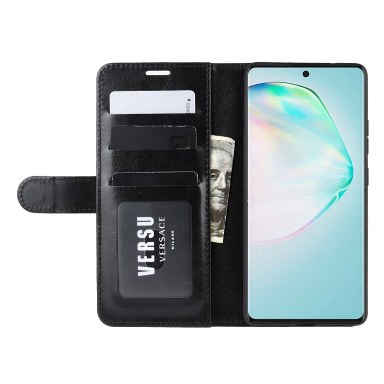 Per Galaxy A91 / M80S / S10 Lite R64 Texture Custodia protettiva a vibrazione singola orizzontale con supporto e slot per schede e portafogli e cornice per foto