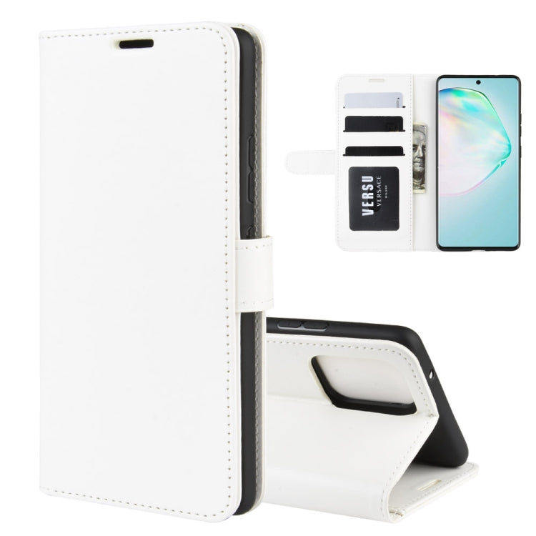 Per Galaxy A91 / M80S / S10 Lite R64 Texture Custodia protettiva a vibrazione singola orizzontale con supporto e slot per schede e portafogli e cornice per foto
