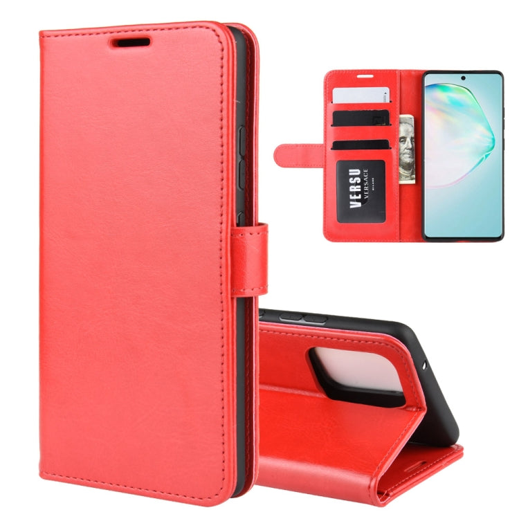 Per Galaxy A91 / M80S / S10 Lite R64 Texture Custodia protettiva a vibrazione singola orizzontale con supporto e slot per schede e portafogli e cornice per foto