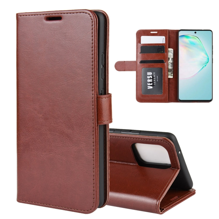 Per Galaxy A91 / M80S / S10 Lite R64 Texture Custodia protettiva a vibrazione singola orizzontale con supporto e slot per schede e portafogli e cornice per foto