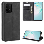 Per Galaxy A91 / M80s / S10 Lite Custodia in pelle con ventosa magnetica per affari retro-pelle con supporto e slot per schede e portafoglio, For Galaxy A91